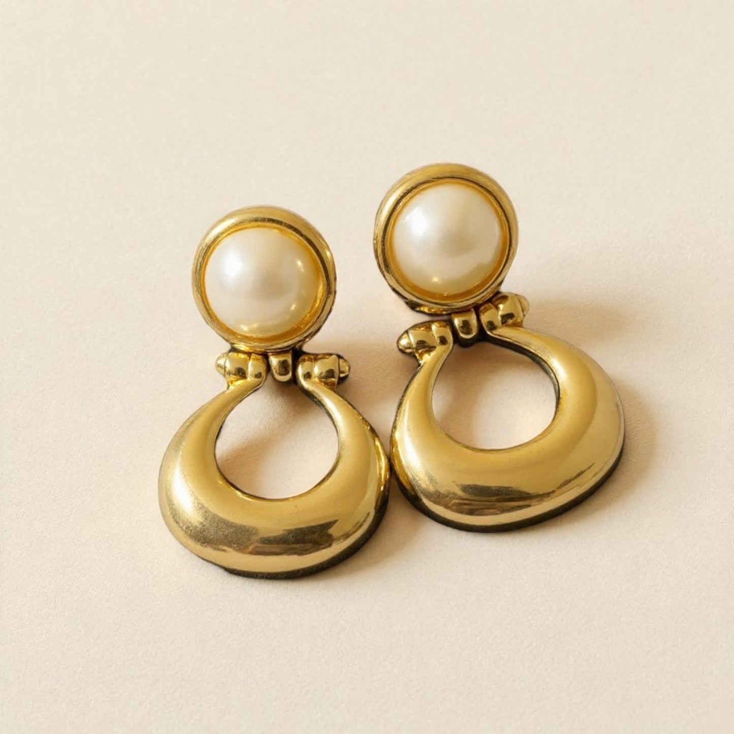 Vintage Pearl Door Knocker Earrings