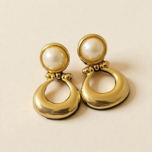 Vintage Pearl Door Knocker Earrings